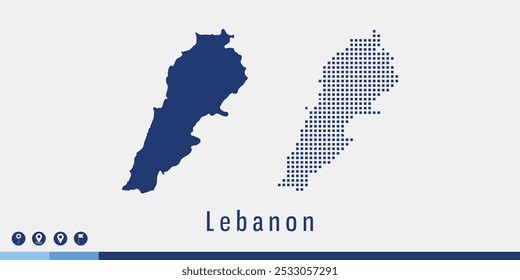 Set couple pixel blue map of Lebanon vector.
