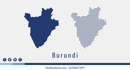 Set couple pixel blue map of Burundi vector.