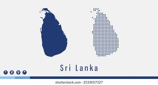 Legen Sie die blaue Karte des Sri Lanka-Vektors fest.