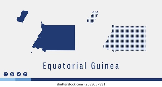 Set couple pixel blue map of Equatorial Guinea vector.