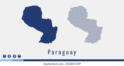 Set couple pixel blue map of Paraguay vector.