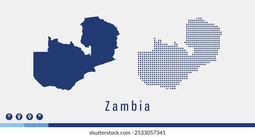 Set couple pixel blue map of Zambia vector.