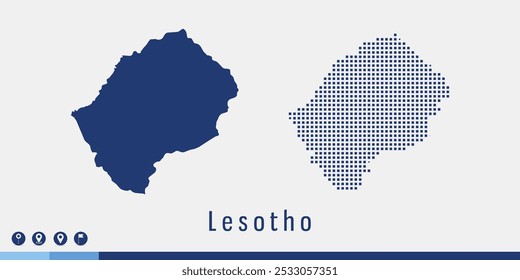 Set couple pixel blue map of Lesotho vector.