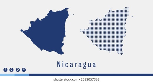 Set couple pixel blue map of Nicaragua vector.