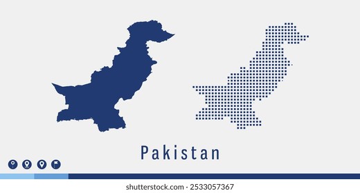 Set couple pixel blue map of Pakistan vector.