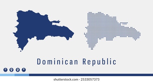 Set couple pixel blue map of Dominican Republic vector.