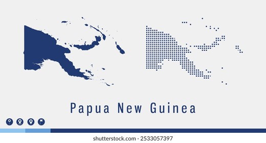 Set couple pixel blue map of Papua New Guinea vector.