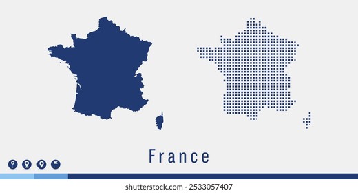 Establecer un par de píxeles de mapa azul del Vector de Francia.