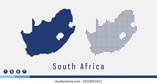 Set couple pixel blue map of South Africa vector.