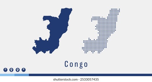 Set couple pixel blue map of Congo vector.