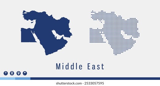 Set couple pixel blue map of Middle East vector.