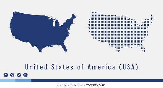 Establecer un mapa azul de dos píxeles del Vector de Estados Unidos de América (Estados Unidos).