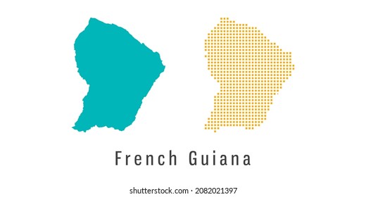 Set couple pixel Map of French Guiana vector.
