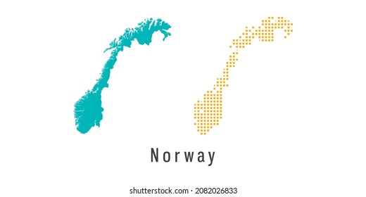 Set couple pixel Map of Norway vector.