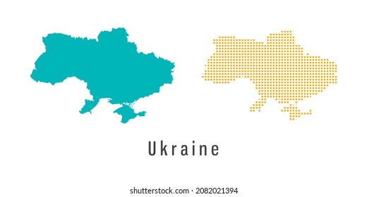 Set couple pixel Map of Ukraine vector.