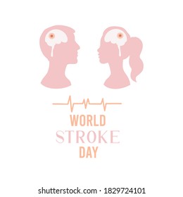 Set of couple of silhouette of woman and man to illustrate the world stroke day. Health care campaign vector art poster illustration.