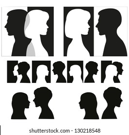 Set of couple silhouettes.