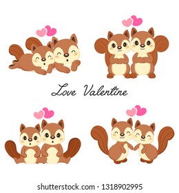 Set of couple Squirrels in love for Valentine's day.