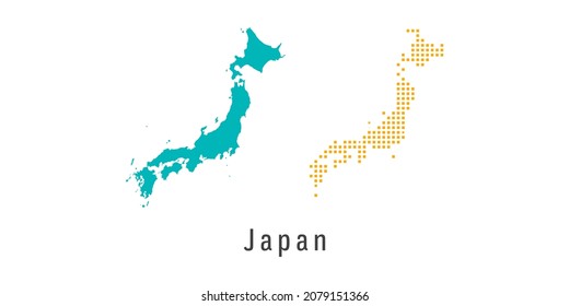 Legen Sie ein paar gelbe und grüne Punkt Karte von Japan Vektor.