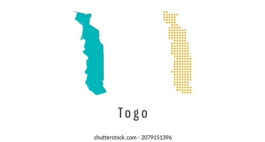 Set couple yellow and green dot Map of Togo vector.