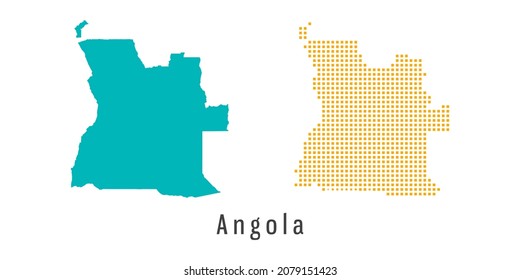 Set couple yellow and green dot Map of Angola vector.