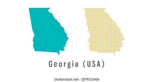 Establece un par de puntos amarillos y verdes del vector de mapa de Georgia (EEUU).