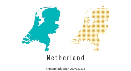 Set couple yellow and green dot Map of Netherland vector.