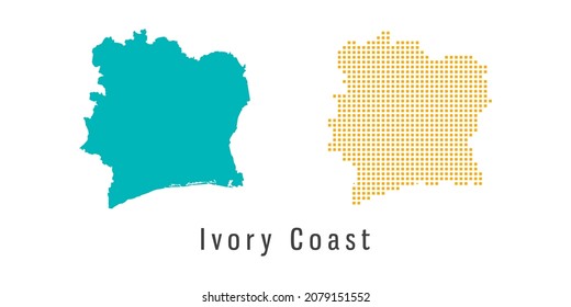 Set couple yellow and green dot Map of Ivory Coast vector.