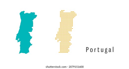 Set couple yellow and green dot Map of Portugal vector.