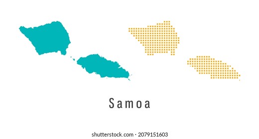 Set couple yellow and green dot Map of Samoa vector.