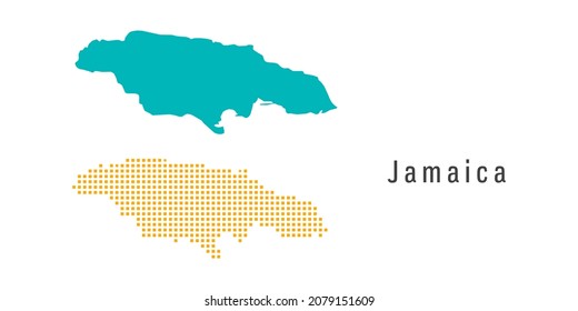 Establecer un par de puntos amarillos y verdes en el mapa del vector de Jamaica.
