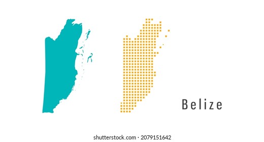 Set couple yellow and green dot Map of Belize vector.