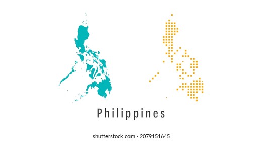 Establecer un par de puntos amarillos y verdes en el mapa del vector de Filipinas.