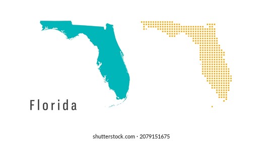 Establecer un par de puntos amarillo y verde mapa del vector de Florida.