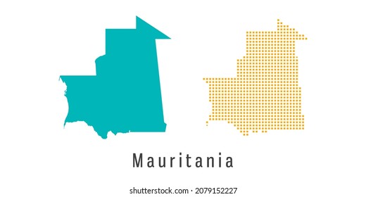 Mapa de dos puntos amarillos y verdes del vector de Mauritania.