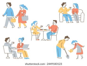 Set of couples, colleagues and friends_Color