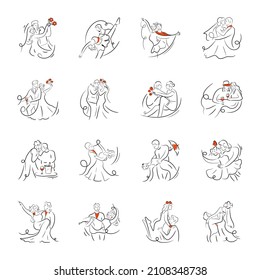 Set of Couples Hand Drawn Illustrations 

