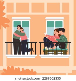 Set Couples in Love. Loving Relations, Togetherness. Man and Woman Proposal, Ring Engagement. Girl Getting Flower Bouquet, Boyfriend Carry Girl on Hands, Pair Sparetime. Cartoon Vector Illustration