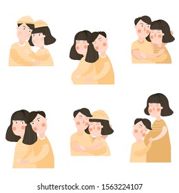 Set of couples in love,Vector illustration in cartoon style