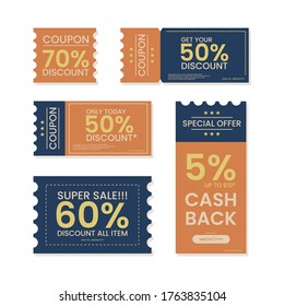 Set of Coupon or discount card vector design