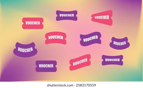 Set of coupon promotion gift voucher icons for website, internet ads, social media, coupon sales, and super sale coupon discounts.