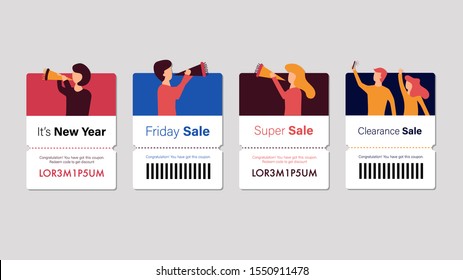 Set of coupon promotion sale for website, internet ads, social media or coupon. Big sale and super sale coupon discount. Coupon discount with vector illustration