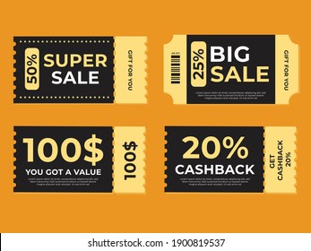 Set of coupon promotion sale for website, internet ads, social media or coupon.
Cashback coupon discount. Coupon discount with vector illustration