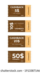 Set of coupon promotion sale for website, internet ads, social media or coupon.
Cashback coupon discount. Coupon discount with vector illustration
