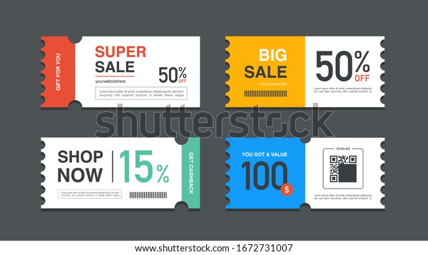 Set of coupon promotion sale for\
website, internet ads, social media or coupon. Big sale and super\
sale coupon discount. Coupon discount with vector\
illustration