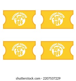 Set of coupons 50%, 30%, 20%, 10% discount