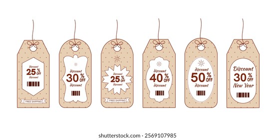 Set of coupons promotion Happy new year. Coupon book coupon set coupons discount coupon gift voucher coupon book. Vector discount banner card. Fixed money off
