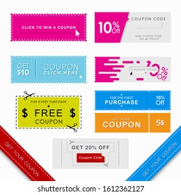 Set coupons sale and codes vector illustration