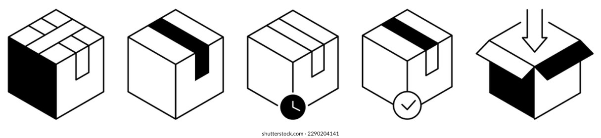 Set of courier, parcel, mail, box icons. Design can use for web and mobile app. Vector illustration
