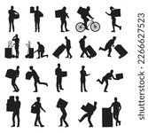 Set courier silhouette vector illustration.